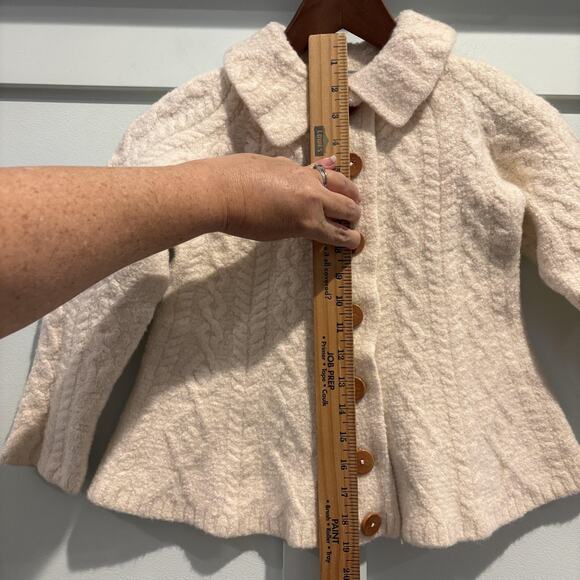 Felted Aran Woollen Mills Cardigan XS Ireland Merino Wool Shrunken Fit Girls 6-8 - Picture 6 of 11